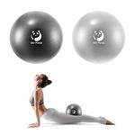 Slim Panda Pilates Ball 2 Pcs, 9 Inch Small Exercise Ball for Yoga, Workout, Core Training and Physical Therapy, Core Ball with Fitness Guide for Balance, Stretching, Stability (Black + Silver)