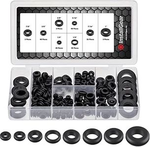 InstallGear 180pc Assorted Rubber Grommet Kit - 8 Sizes (1/4", 5/16", 3/8", 7/16", 1/2", 5/8", 7/8", 1") | Car Grommet Kit Assortment Rubber Wire Grommets for Wiring Automotive | Rubber Grommet Kits