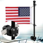 Flagpole Kit for Boats, 3FT Pole, Flags and Accessories Included, Black
