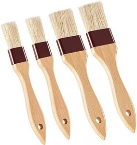 Boao 4 Pieces Pastry Brushes Baking Basting Brush with Natural Bristle BBQ Oil Brush Wooden Handle Food Brush for Cooking Butter Egg Kitchen Brush Culinary Utensil(1 Inch, 1 1/2 Inch)