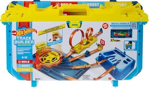 Hot Wheels Track Builder Unlimited Rapid Launch Builder Box, All-In-One Building & Stunting Kit with Track Pieces & Accessories & Storage Container, Gift for Kids 6 Years & Up, GVG11