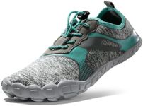 NORTIV 8 womensQuick Dry Water Shoes - Barefoot Aqua Swim Shoes for Beach Sports, Fishing, Hiking, Boating & Surfing, Light/Grey/Mint/Green - 8.5 (Treklady-1)