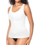 Women's Shapewear Tank Top Shaping Camisole Tops Tummy Control Vest Seamless Slimming Compression Tops (White,L)