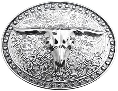 eMagTech Longhorn Belt Buckle Western Belt Buckle Men's Fashion Cool Retro Western Cowboy Belt Buckles for Men And Youth Fit for 3.8-4cm Width Belt