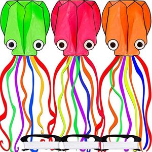 3 Pack Kites for Kids, Easy to Fly Octopus Kite with Long Tail Easy Flyer Kites Beach Kites People Adults Toys Games Gift Flying Kites for Children