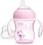 Chicco Transition Sippy Cup with Silicone Spout and Spill-Free Lid 7oz.| Calibration Markings | Removable Handles | Top-Rack Dishwasher Safe | Easy to Hold with Ergonomic Indents | Pink| 4+ Months