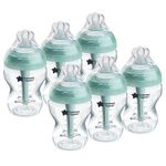 Tommee Tippee Advanced Anti-Colic Baby Bottle, 260ml, Slow-Flow Breast-Like Teat for a Natural Latch, Triple-Vented Anti-Colic Wand, Pack of 6