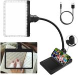 Magnifying Glass with Light 4X, Flexible Gooseneck Desk Lamp USB Charge & Phone Stands, Large page magnifiers for Reading books, Print, Painting, Sewing, Crafts Close Work