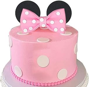 Mouse Cake Topper Pink Bow and Ears Decorations for Baby Girl Birthday (Pink)
