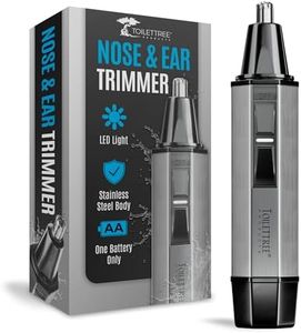 ToiletTree Products Nose Hair Trimmer with LED Light - Stainless Steel, Heavy-Duty Casing - Ear & Nose Hair Trimmer - Men's Grooming Trimmer for Beard, Eyebrows, and Ears