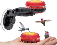 Handheld Hummingbird Feeders (Set of 2) Small Hummingbird Feeder Glass with Window Suction Mount Base - Window/Handheld or Tabletop Mini Humming Bird Feeders, Hummingbird Feeders for Outdoors