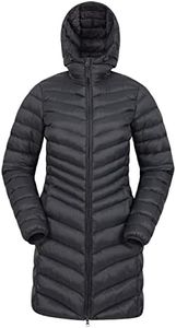Mountain Warehouse Florence Womens Long Jacket - Padded Winter Coat Jet Black Womens Size 6 US