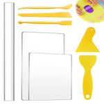 CoolShef Clay Art Tools Set – Acrylic Roller for Clay with Acrylic Sheets, Polymer Clay Tools Kit, Clay Making Tools, Clay Roller and Sheet, Acrylic Block for Clay DIY Sculpting and Modeling (8 Pcs)