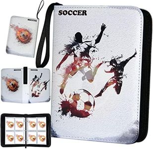 Soccer Card Binder, World Cup Card Binder 4 Pocket with 50 Removable Sleeves Fits 400 Sport Cards, 3 Ring Card Holder Binder with Zipper, Collector Storage Album