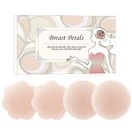 Women Silicone Pasties, Adhesive Bra Reusable 2/4 Pairs Invisible Silicone Nipple Cover(1 Pair Round+1 Pair Flower)