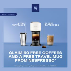 Nespresso Vertuo Next Coffee Machine by De'Longhi – Aeroccino Milk Frother, 6 Cup Sizes, White