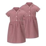 Trutex Basics 2 Pack Red Gingham School Dresses for Girls (3-12 Years). School Summer Dresses for Girls with Pockets. Girls' School Uniform Dresses & Pinafores - Genuine School Uniform