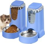 HWONMTE Portable Automatic Cat Feeder and Water Dispenser with Stainless Steel Bowl Dog Gravity Food Feeder and Waterer for Small Medium Pets Puppy Kitten 1 Gallon x 2