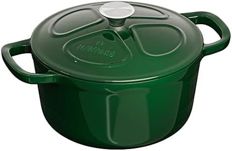 Navaris Enameled Cast Iron Dutch Oven - 2.6-Quart Enamel Coated Casserole Pot with Lid - Suitable for Oven and All Stovetops Incl. Induction - Green