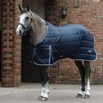 Saxon Channel Quilt Stable Standard Neck Medium Horse Rug, Navy/White, 6'9