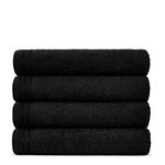 Lions Bath Towels - Set of 4 Bathroom Large Bath Sheets, 100% Luxury Cotton, 500 GSM 75X135CM, Highly Absorbent and Quick Dry Extra Large Bath Towel, Bathroom Accessory Set, Black