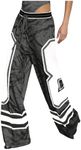 GORGLITTER Women's Striped Wide Leg Low Rise Sweatpants Loose Oversized Grahpic Track Pants Black Small