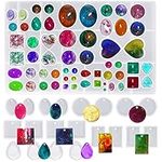 Jewelry Casting Molds DaKuan Large Gem Jewelry Silicone Casting Mold and 20pcs Silicone Pendant Resin Molds with Hanging Hole (5 Styles) for DIY Resin Crafts