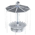 AISITIN Umbrella Style Solar Water Fountain, 2024 Upgrade 3W Solar Powered Water Feature Fountain Pump Panel with 6 Nozzles, Outdoor Solar Bird Bath Fountains for Garden,Pond