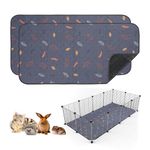 Sunheir 2 Pack Washable Guinea Pig Pee Pads, 24" x 48" Waterproof Reusable Guinea Pig Cage Liners, Absorbent Bedding Training Mat for Small Animal Guinea Pigs Rabbit Bunny Hamster (Leaves - Deep Grey)
