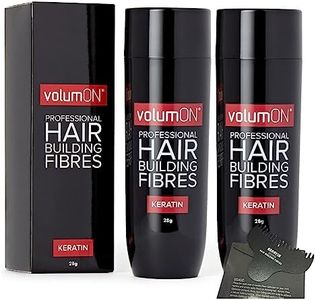 Hair Fibres x2 VOLUMON Keratin Hair Building Fibres for Thinning Hair - Instantly Conceals Thinning Areas for Fuller Thicker Hair - For Men & Women 28g x2 + Hairline Optimiser (Dark Brown)
