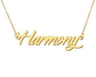 Harmony Pendant Name Necklace 18k Gold Plated Stainless Steel Script Nameplate Necklace Jewelry for Best Friends