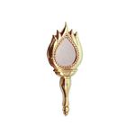 Heribay Aranmula Kannadi Metal Mirror - Deepam Valkannadi Round Handle Kerala Heritage Handicraft (2.25 Inch Mirror Dia), Gold Color, 1 Qty.