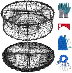 QualyQualy Foldable Metal Crab Trap Pot Heavy Duty 30" Dia x 10'' H