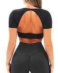 OZICERD Workout Crop Tops for Women Long Sleeve Shirts Gym Clothes Top Sport Femme Backless Yoga Tops Black S