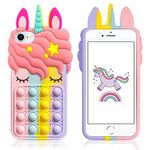 VUNAKE for iPhone SE 2022 Case iPhone 7 Case iPhone SE 2020 Fidget Phone Case for Kids Girls Poppet Release Stress Silicone Protective Case Shockproof Phone Cover for iPhone 7/8/SE 2/SE 3 - Unicorn