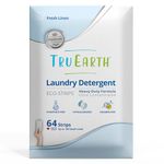 Tru Earth Platinum - Heavy Duty Laundry Detergent Sheets - Up to 128 Loads (64 Sheets), Fresh Linen Scent - Ultra-Concentrated Strips Formula - Eco-Friendly, Hypoallergenic Travel Laundry Sheets