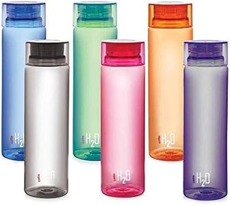 Cello H2O Plastic Unbreakable Bottle, 1 Litre Capacity, Multicolour (Set of 6)