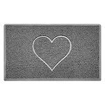 Nicoman Heart Embossed Shape Entrance Door Mat Dirt-Trapper Washable Barrier Doormat Indoor or Outdoor - (Medium, Grey, 75 x 44cm)