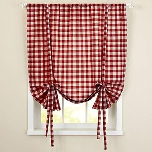 Sweet Home Collection Kitchen Window Curtain Panel Treatment Decorative Buffalo Check Design, 63", Burgundy