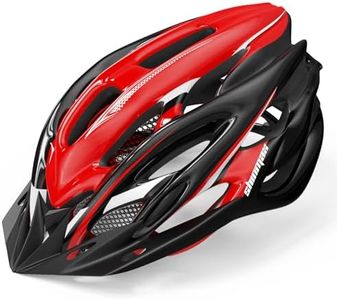 Casco Bici Uomo, Shinmax Casco Bici Luce di LED con Visiera Mochila de Casco MTB Casco Bicicletta Donna per Ciclismo Mountain Caschi Bici Superleggero 57-62CM (Nero Rosso Bianco)