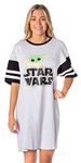 INTIMO Star Wars Womens' The Mandalorian Distressed Grogu The Child Character Nightgown Sleep Pajama Shirt, Grey, XL