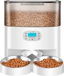 Automatic Cat Feeder, HoneyGuaridan 6L Pet Feeder for 2 Cats & Dogs, Auto Cat Dry Food Dispenser with Desiccant Bag, Timer Feeder Portion Control 1-6 Meals per Day, Dual Power Supply, Voice Recorder