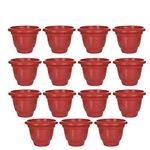 SOLIDA Plastic Flower Pot for Balcony 10 Inch Heavy Duty Plastic Plant Pot Plant Container Set Plastic Planter Gardening Pots for Garden Balcony Indoor Outdoor Terracotta Colour (Pack of 15)