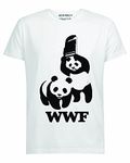 WWF PANDA WRESTLING SAVE THE PANDA FUNNY WHITE T-SHIRT (LARGE)