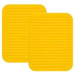 Yellow Silicone Trivet Mat, Silicone Trivets for Hot Pans and PotsS Hot Pads Counter Mat Heat Resistant Table Dish Drying Mat or Placemats 2 Pack,Size:9x12 Inch, Shape:Rectangular