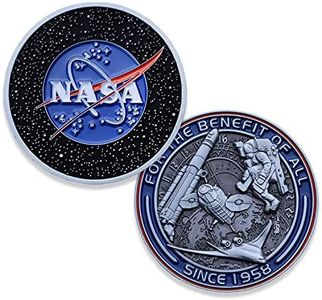 NASA Logo Stars Challenge Coin - NASA Collectible Coin - Soft Enamel Mate Paint Official Logo of National Aeronautics & Space Administration Coins - Veteran Owned Company!