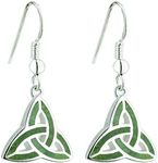 Biddy Murphy, Irish Trinity Knot Earrings for Women, 925 Sterling Silver, Connemara Marble Inlay, Elegant Celtic Jewelry Imported from Ireland's Finest Artisan Jewelers