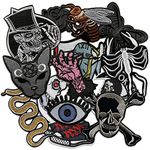 Dark Embroidered Applique Iron On Patches for Clothing, Rock Band Patches for Jackets, Cool Sew Patch for Backpacks, Jeans, Hats, DIY Accessories (Dark2 14 PCS)