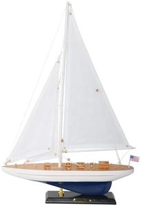 NAUTIMALL Wooden Sailing Boat Sailboat Yacht Model 28" Endeavour Enterprise Scale Replica Nautical Decor Corporate Personalized Gift (ENT33-Color-box)