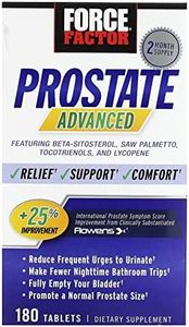 FORCE FACTOR Prostate Advanced, Health Supplement for Men for Reducing Nighttime Bathroom Trips, Bladder & Urinary Relief, with Saw Palmetto, Beta-Sitosterol, 180 Tablets (1-Pack)